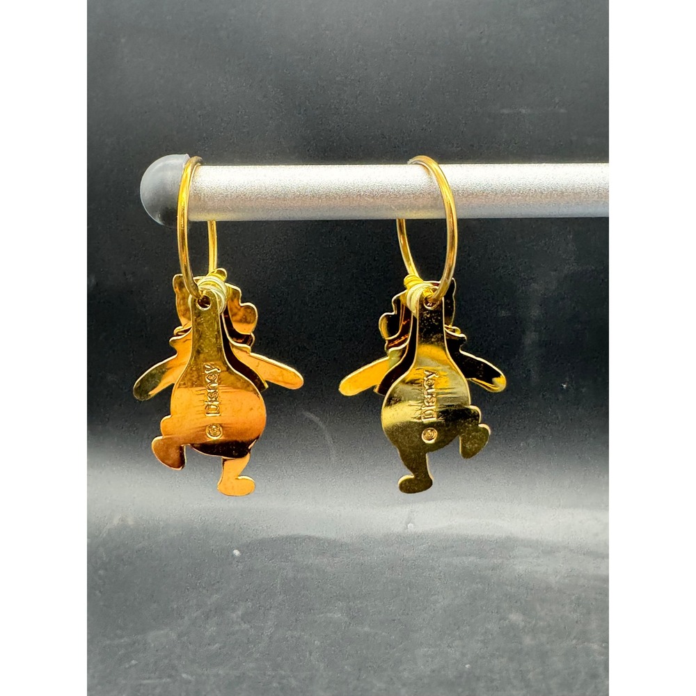 Disney Winnie the Pooh Gold Tone 3D Hoop Dangle Earrings Red Shirt Pair - Picture 3 of 5
